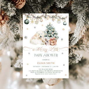 Invitation Aquarelle Ours Polaire Un joyeux petit Baby shower