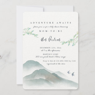 Invitation Aquarelle Pacifique Baby shower de montagne de boi