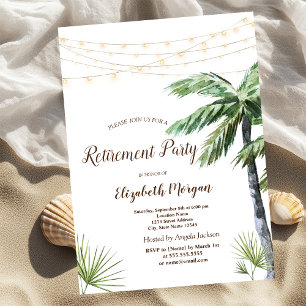 Invitation Aquarelle Palm Chaîne Lumière Parti de retraite
