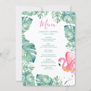 Invitation Aquarelle Palm Feuille Flamant rose rose Tropical 