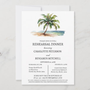 Invitation Aquarelle Palm Tree Beach Dîner de répétition