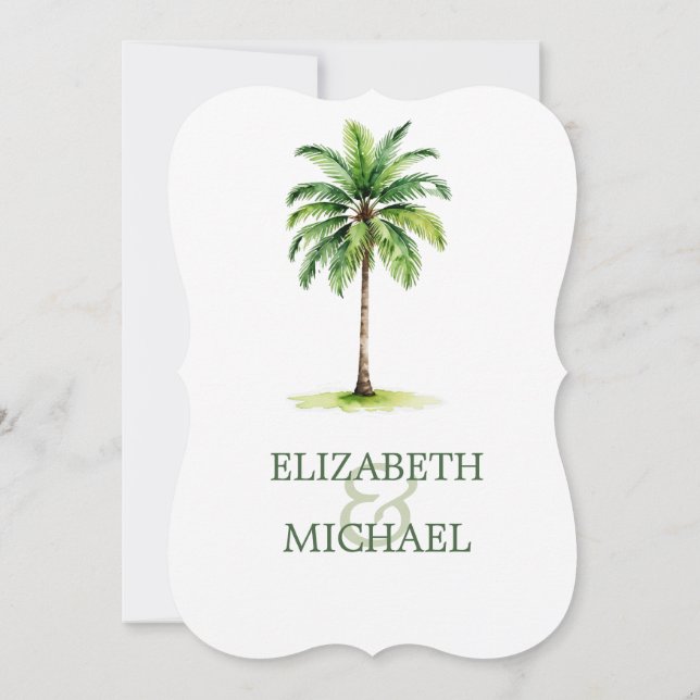 Invitation Aquarelle Palm Tree Élégante répétition de mariage (Dos)