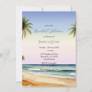 Invitation Aquarelle Palm Trees Beach Island Fête des mariées