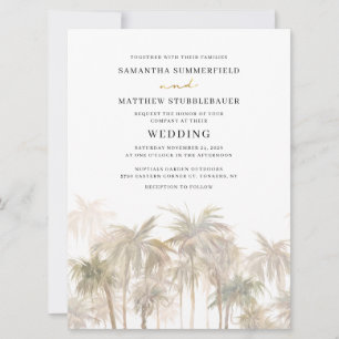 Invitation Aquarelle Palm Trees Mariage moderne