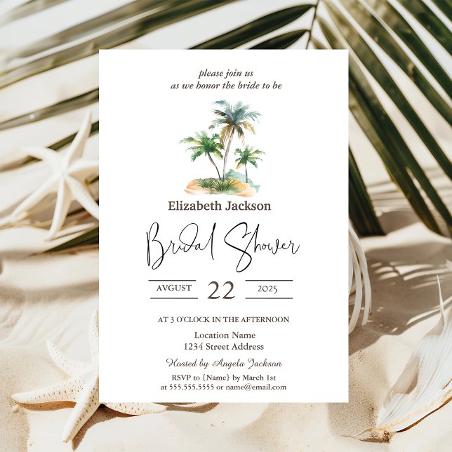 Invitation Aquarelle Palmiers Fête de Mariage d'Été (Créateur téléchargé)