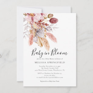Invitation Aquarelle Pampas Grass Boho Girl Baby shower