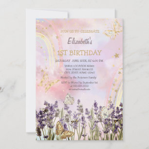 Invitation Aquarelle Papillon Lavander Anniversaire