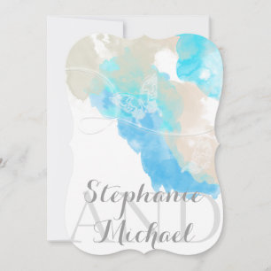Invitation Aquarelle Papillon Océan Shore Invitatiatiatiation