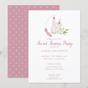 Invitation Aquarelle Parfum Sweet sixteen bouteille Anniversa
