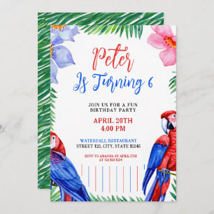 Invitation Aquarelle Parrot coloré Anniversaire
