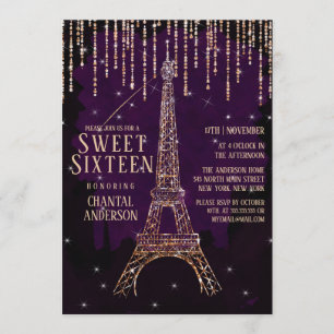 Invitation Aquarelle Parties scintillant Paris Tour Eiffel Sw