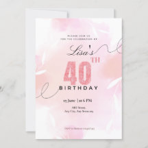 Aquarelle parties scintillant rose 40e anniversair