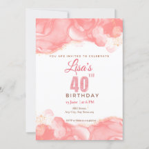 Aquarelle parties scintillant rose 40e anniversair