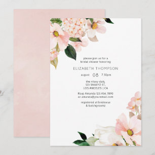 Invitation Aquarelle Pastel Blush Rose Fête des mariées Flora