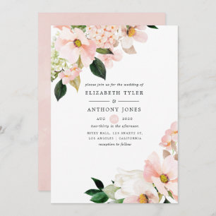 Invitation Aquarelle Pastel Blush Rose Floral Printemps Maria