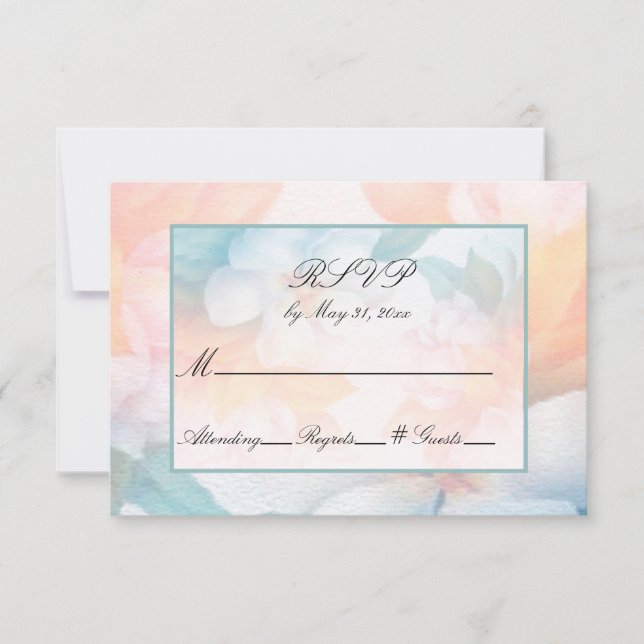 Invitation Aquarelle Pastel Fleurs RSVP (Devant)