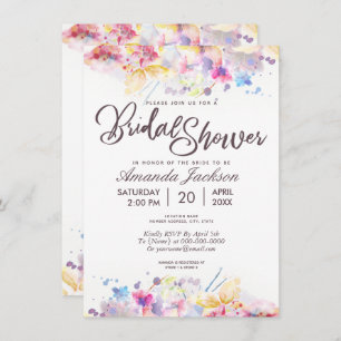 Invitation Aquarelle Pastel Floral Fête des mariées