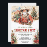 Invitation Aquarelle pastorale sauvage ouest Père Noël cowboy<br><div class="desc">Cette invitation époustouflante à la fête de Noël a présenté une illustration éternelle au cowboy de Père Noël excitera chacun et rendra votre fête de Noël mémorable pendant longtemps. Cette collection festive allie la magie des fêtes au charme sauvage de l'Occident, créant une touche unique et passionnante sur les décorations...</div>