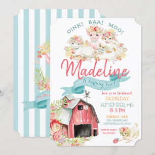 Invitation Aquarelle Pays Agritourisme Animaux Fête d'anniver