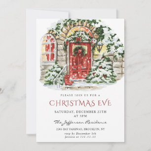 Invitation Aquarelle Pays Maison de vacances Fête de Noël I