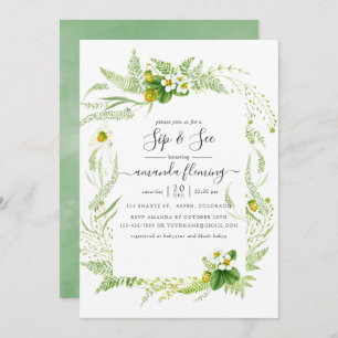 Invitation Aquarelle Pays Verdure rustique Sip and See