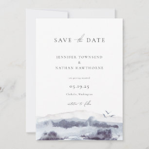 Invitation Aquarelle Paysage Serene Enregistrer La Date Photo