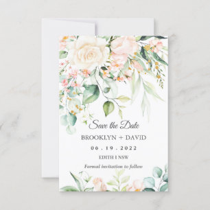 Invitation Aquarelle Peach Pink Blush Flower Enregistrer la d