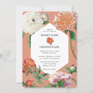 Invitation Aquarelle Peach Pink Peonies Mariage