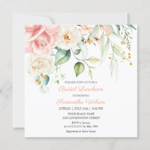 Invitation Aquarelle Peach Rose Blush Fête des mariées I
