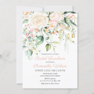 Invitation Aquarelle Peach Rose Blush Flower Fête des mariées