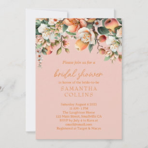 Invitation Aquarelle Peach rose Fête des mariées florale
