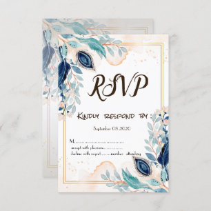 Invitation Aquarelle Peacock Feather Floral RSVP
