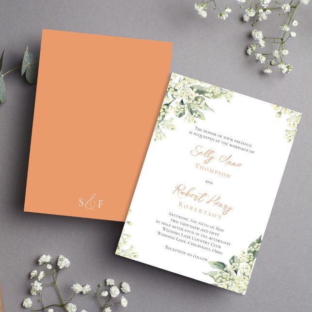 Invitation Aquarelle Pêcher Floral Mariage (Wedding beautiful peach floral invitations.)