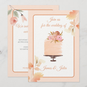 Invitation Aquarelle Pêcher Floral Mariage thème