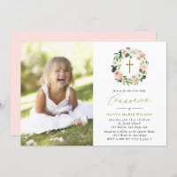 Aquarelle Pêcher Floral Wreath Photo Communion