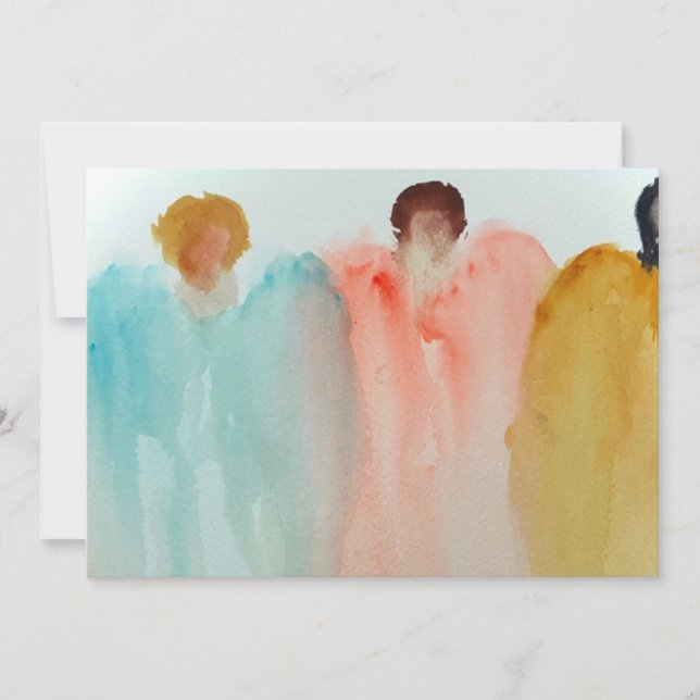 Invitation Aquarelle Peinture de 3 anges, figures ou femmes (Devant)