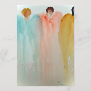 Invitation Aquarelle Peinture de 3 anges, figures ou femmes