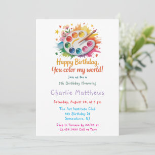 Invitation Aquarelle Peinture Palette Art Anniversaire