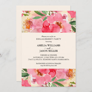 Invitation Aquarelle Peonies Floral