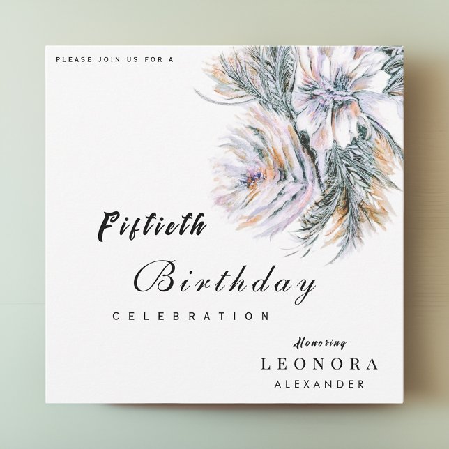 Invitation Aquarelle Peony Fleurs N'IMPORTE QUELLE fête d'ann (Créateur téléchargé)