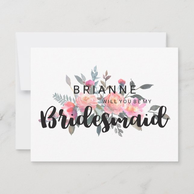 Invitation Aquarelle Peony Floral Serez-Vous Ma Femme D'Accue (Devant)