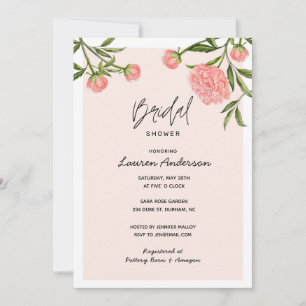 Invitation Aquarelle Peony Moderne rose douche nuptiale
