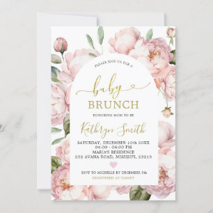 Invitation Aquarelle Peony rose Arc Floral Bébé Brunch