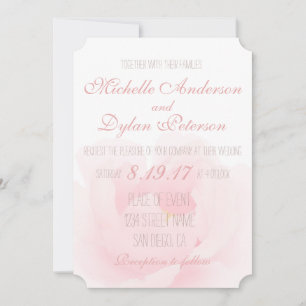 Invitation Aquarelle Peony rose clair Mariage élégant