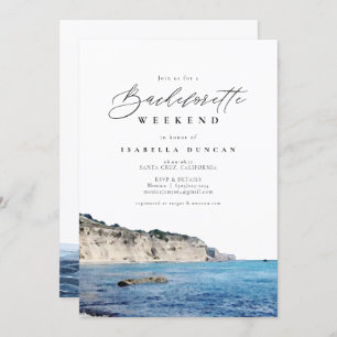 Invitation Aquarelle Père Noël Cruz California Beach Océan