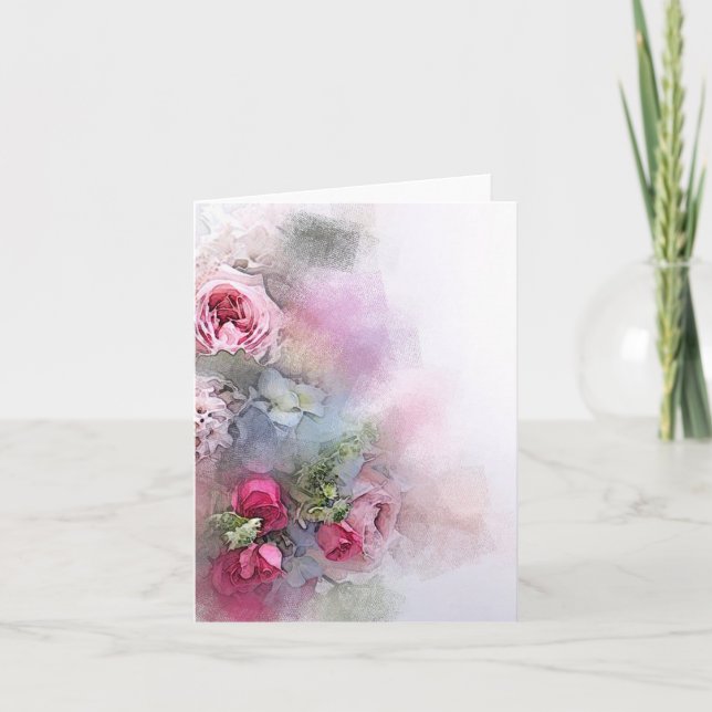 Invitation Aquarelle personnalisée Art Rose Fleurs Floral Mod (Devant)