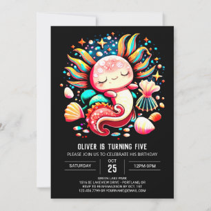 Invitation Aquarelle personnalisée Axolotl Anniversaire