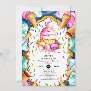 Invitation Aquarelle personnalisée Dessert Crème de glace Ann