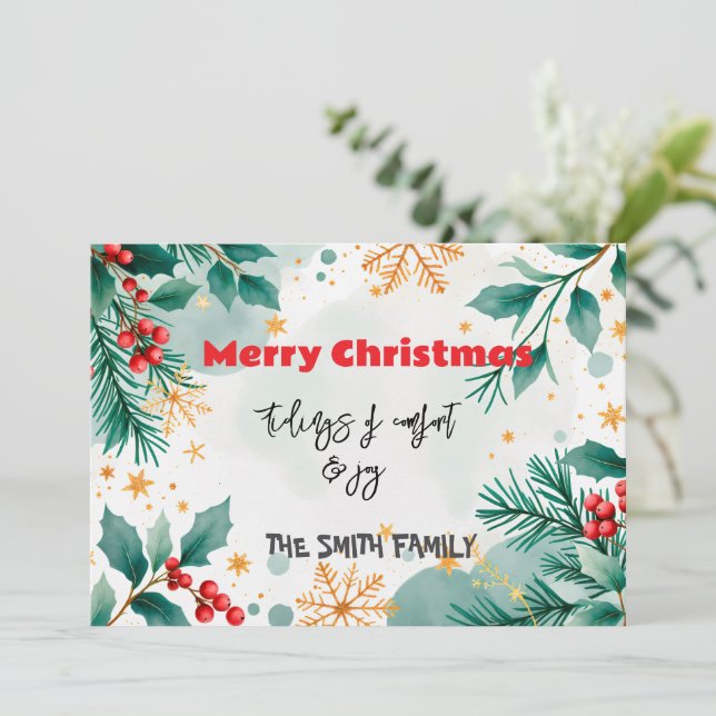 Invitation Aquarelle personnalisée « Tidings of Comfort & Joy (Debout devant)