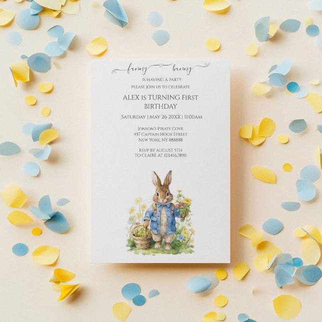 Invitation Aquarelle Peter Rabbit Anniversaire (Créateur téléchargé)